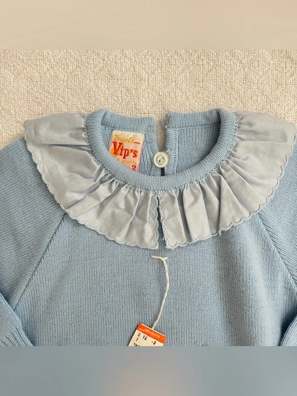 Tricots VIP’s First Quality Vintage Clown Appliqué Sweater Ruffle Collar NWT